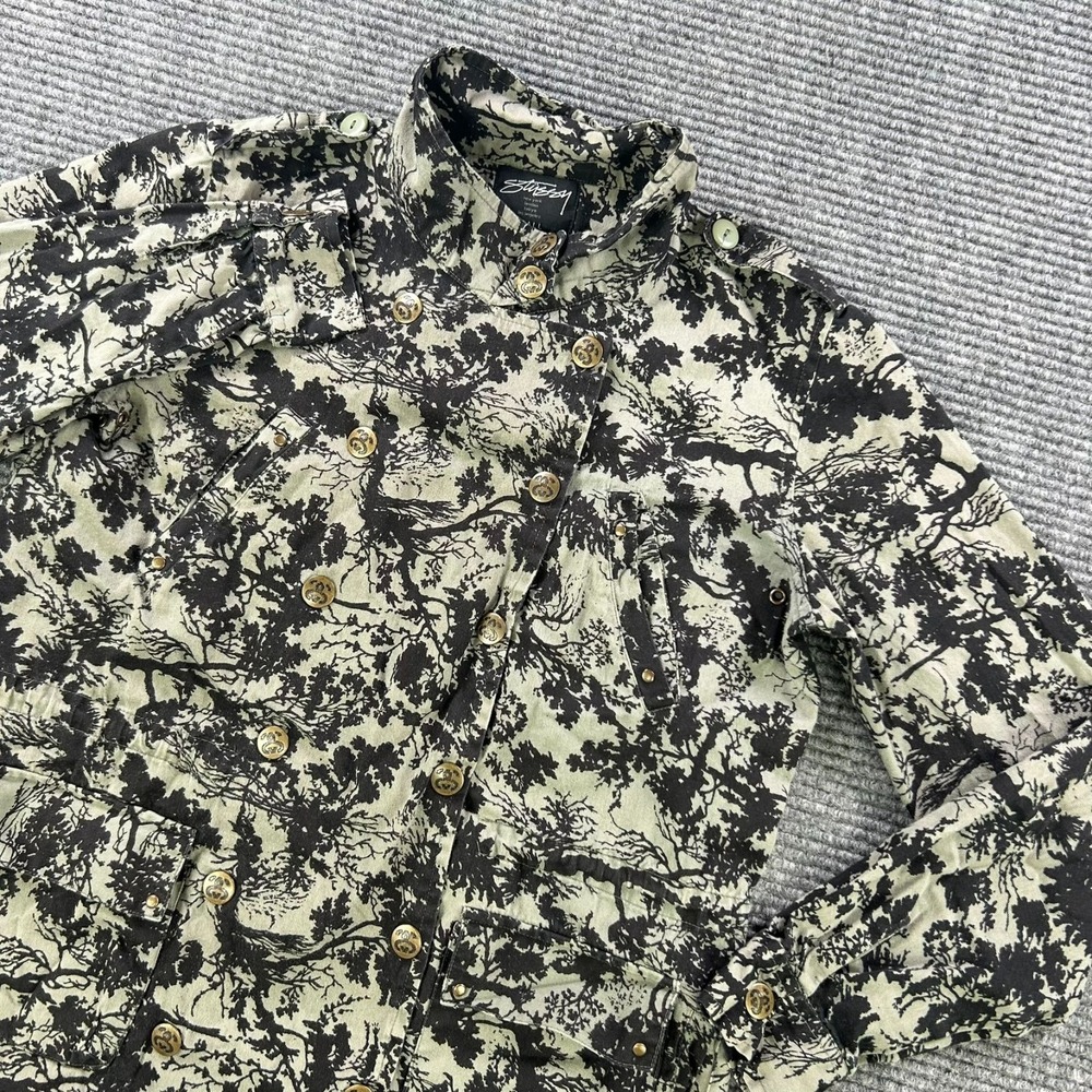Stussy Tree Floral Print Double Breasted Jacket Womens Small Streetwear READ